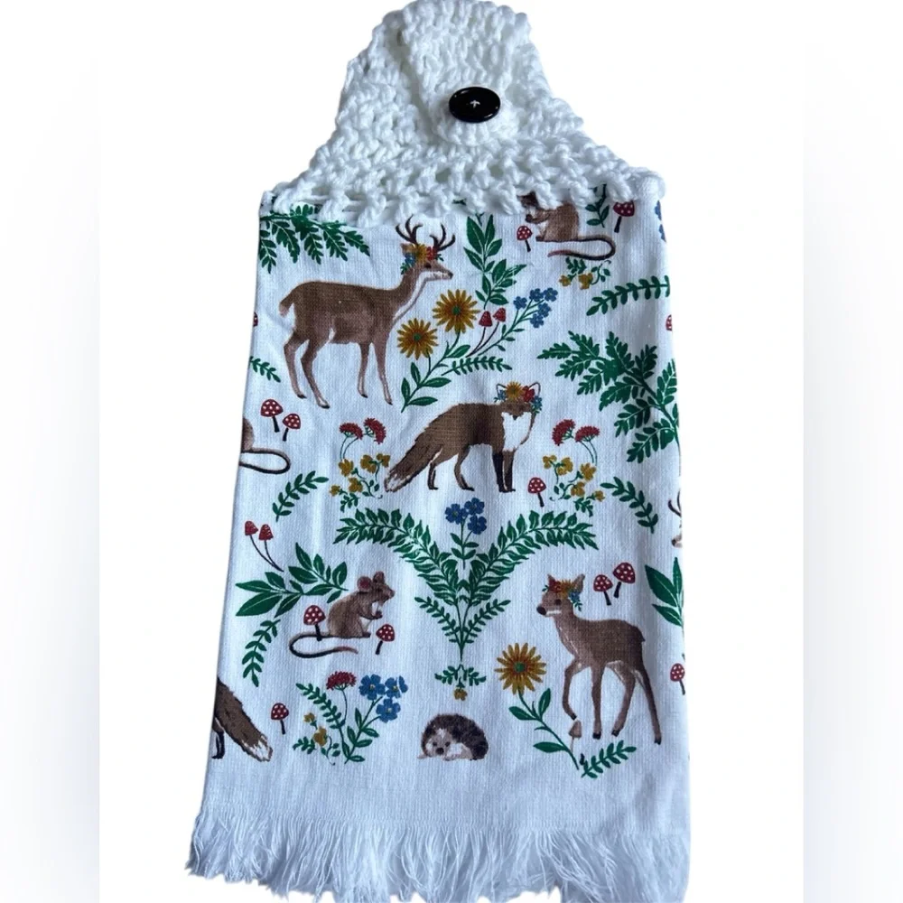Hand Crafted Nature-Inspired Hanging Kitchen Hand Towel Crochet Top